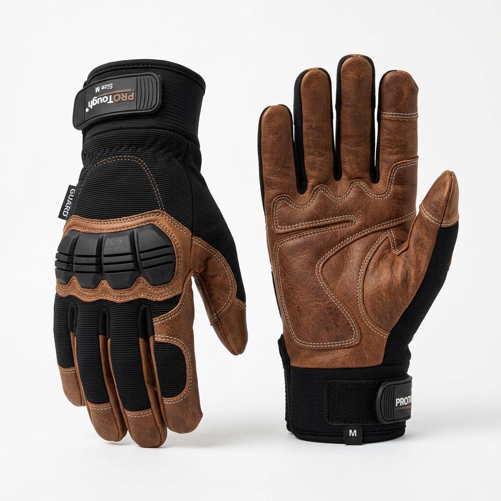 Padded Work Gloves Leather Palm